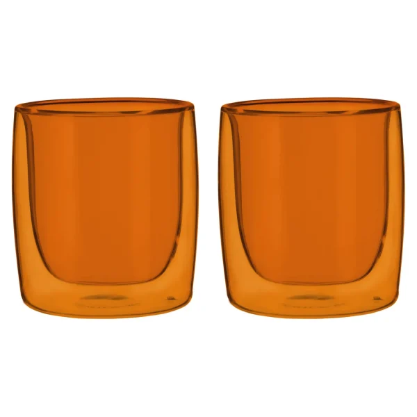 ZWILLING Glassware*2-Pc Tumbler Glass Set -, Double Wall Amber
