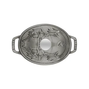 STAUB Dutch Ovens*1.1 Qt, Oval, Pig Cocotte, Graphite Grey