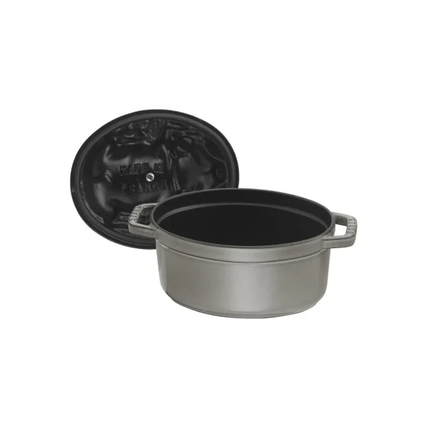 STAUB Dutch Ovens*1.1 Qt, Oval, Pig Cocotte, Graphite Grey