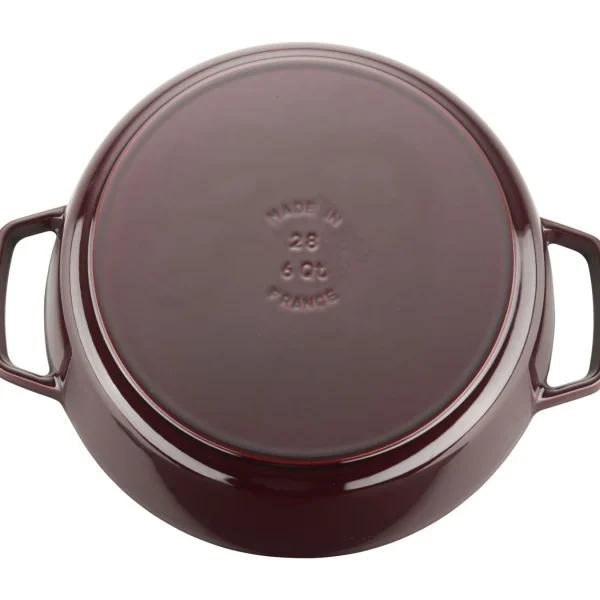 STAUB Dutch Ovens*6 Qt, Pig, Cochon Shallow Wide Round Cocotte, Grenadine