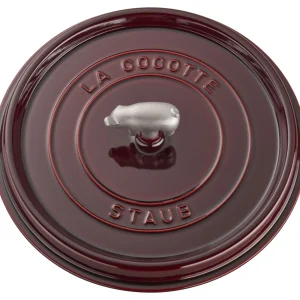 STAUB Dutch Ovens*6 Qt, Pig, Cochon Shallow Wide Round Cocotte, Grenadine