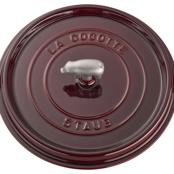 STAUB Dutch Ovens*6 Qt, Pig, Cochon Shallow Wide Round Cocotte, Grenadine