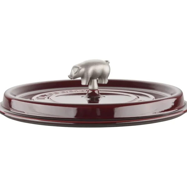 STAUB Dutch Ovens*6 Qt, Pig, Cochon Shallow Wide Round Cocotte, Grenadine