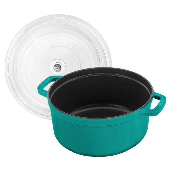 STAUB Dutch Ovens*4 Qt, Round,  Glass Lid Cocotte, Turquoise