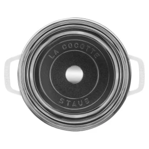 STAUB Dutch Ovens*4 Qt, Round, Glass Lid Cocotte, White