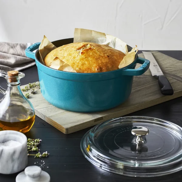 STAUB Dutch Ovens*4 Qt, Round,  Glass Lid Cocotte, Turquoise