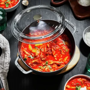 STAUB Dutch Ovens*4 Qt, Round, Glass Lid Cocotte, Graphite Grey