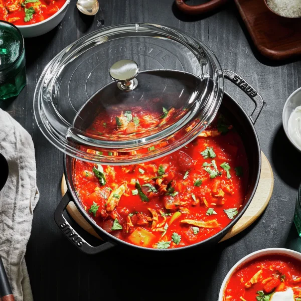 STAUB Dutch Ovens*4 Qt, Round, Glass Lid Cocotte, Black Matte