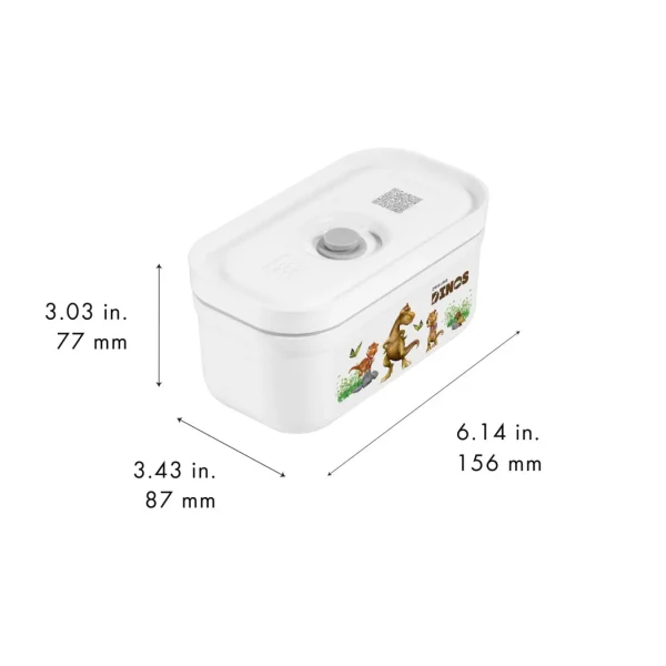ZWILLING Vaccum Lunch Boxes*Small Dinos Vacuum Lunch Box, Plastic, White-Grey