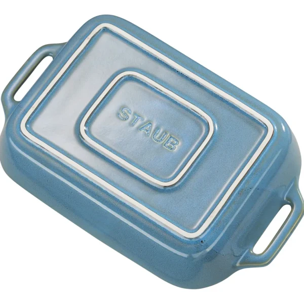 STAUB Baking Dishes*10.5-X 7.5-Inch, Rectangular, Baking Dish, Rustic Turquoise